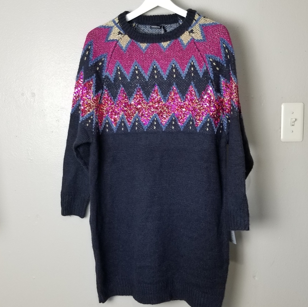 Solutions sequined chevron knitdress size S